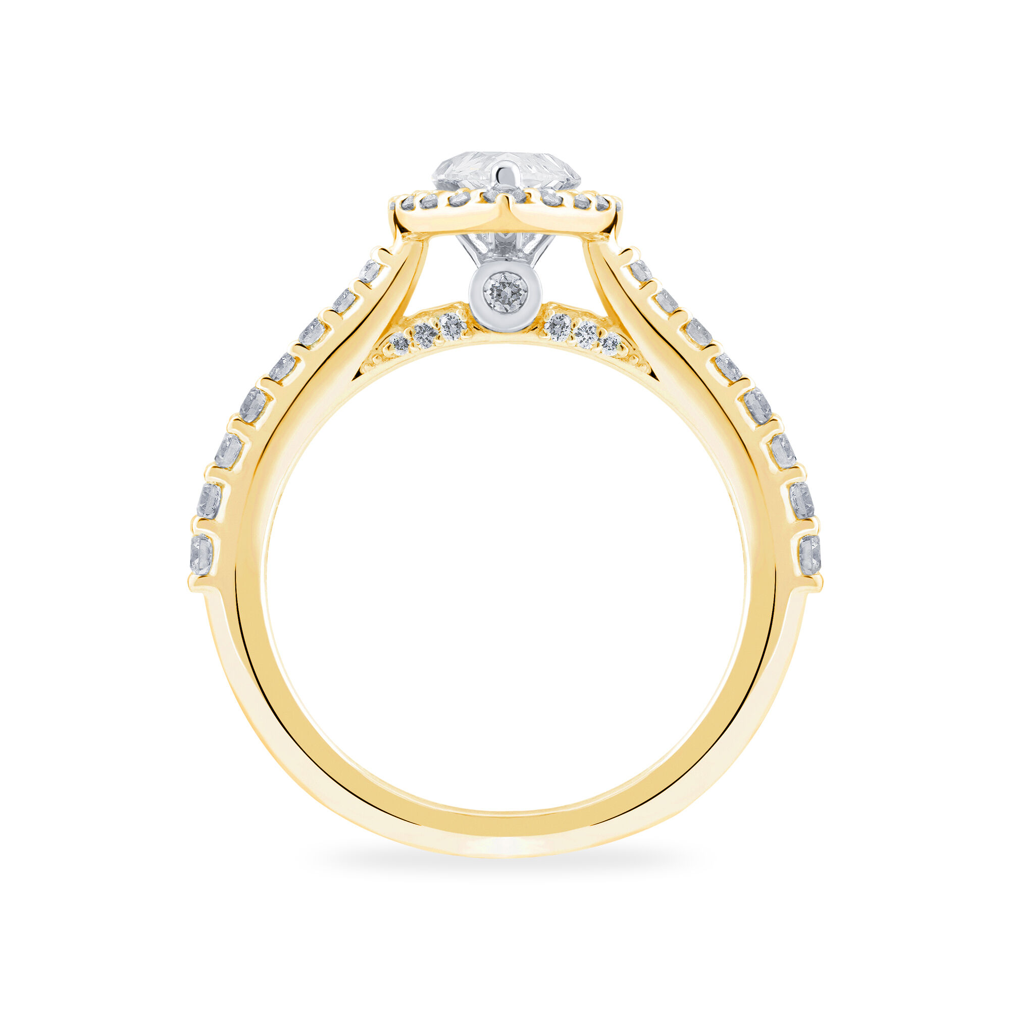 Yellow Gold Pear Cut Diamond Engagement Ring with Halo Birks